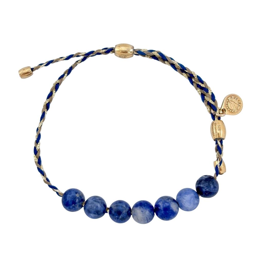 Adjustable 14kt Gold Alex and Ani Precious Threads Sodalite Bracelet - Picture 3 of 7